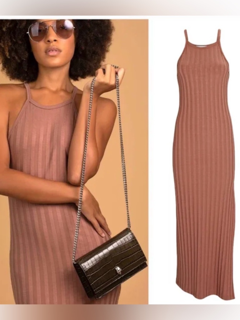 Ribbed Tank Maxi Dress - mulberry NWT